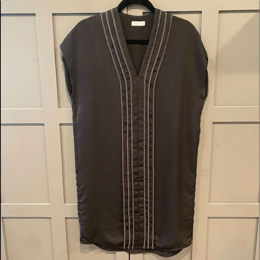 Vince Embroidered V-neck Sheath Dress - Picture 3 of 11